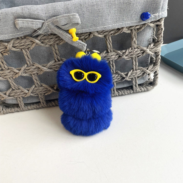 Wholesale of New Cute Fruit Colored Cartoon Plush Caterpillar Keychains